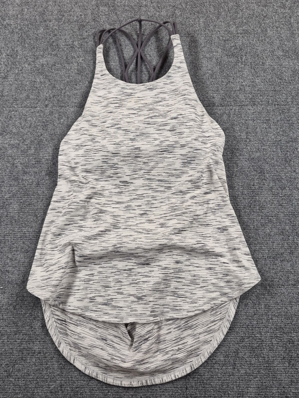 Lululemon Womens Heathered Gray Strappy Active Tank Top Built-In Bra Size 6